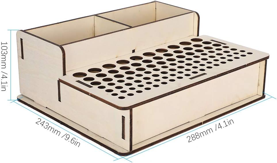 103 Holes Leathercraft Tools Rack, 11.3x9.6x4.1in Beech Drilling Tools Storage Organizer for Stitching Hole Punch Leather Working Making