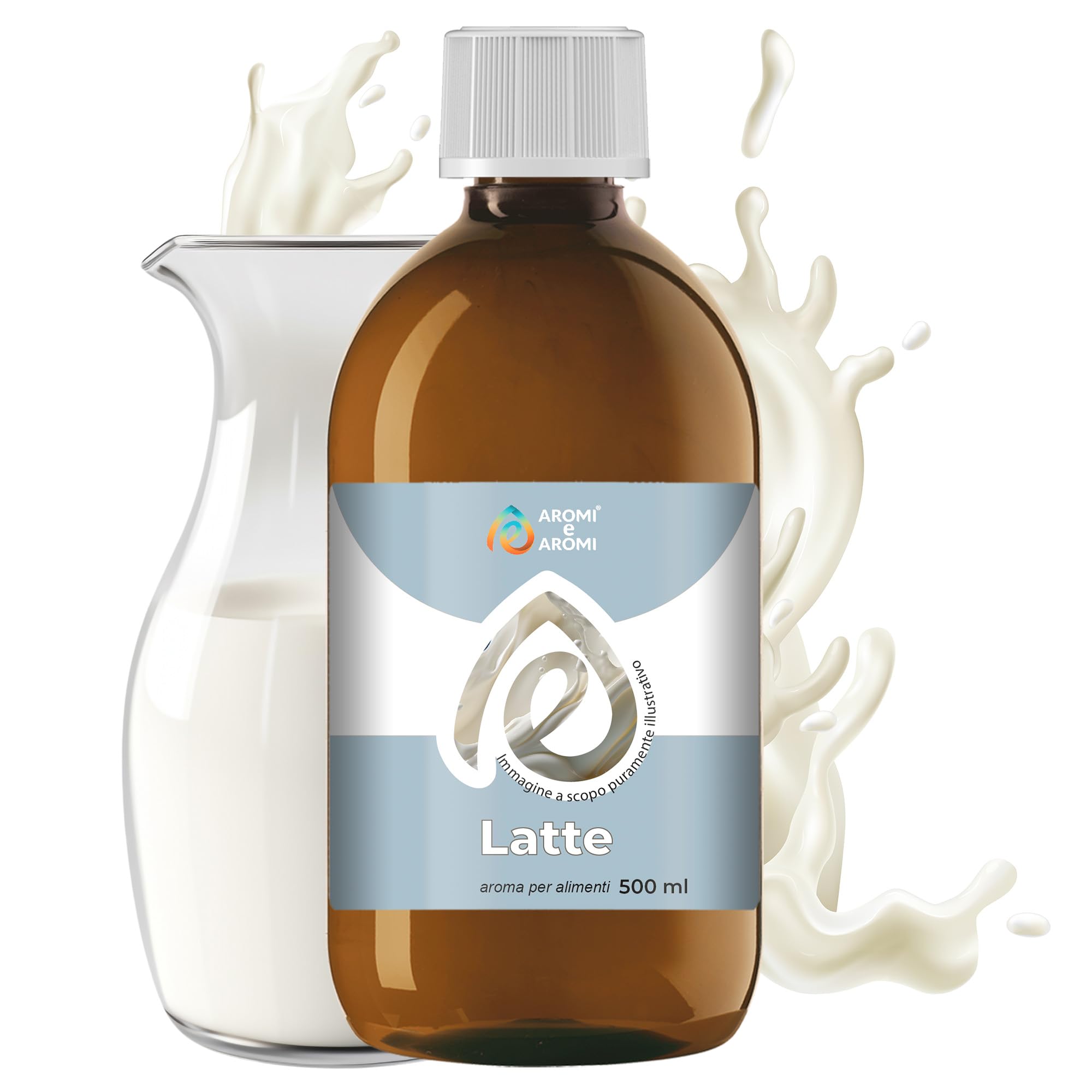 AROMI E AROMI | Aroma Latte in Gocce per Pasticceria, Ristoranti, Gelaterie e Industria Alimentare | Prodotto 100% Italiano per Aziende del Settore Alimentare B2B (500g)