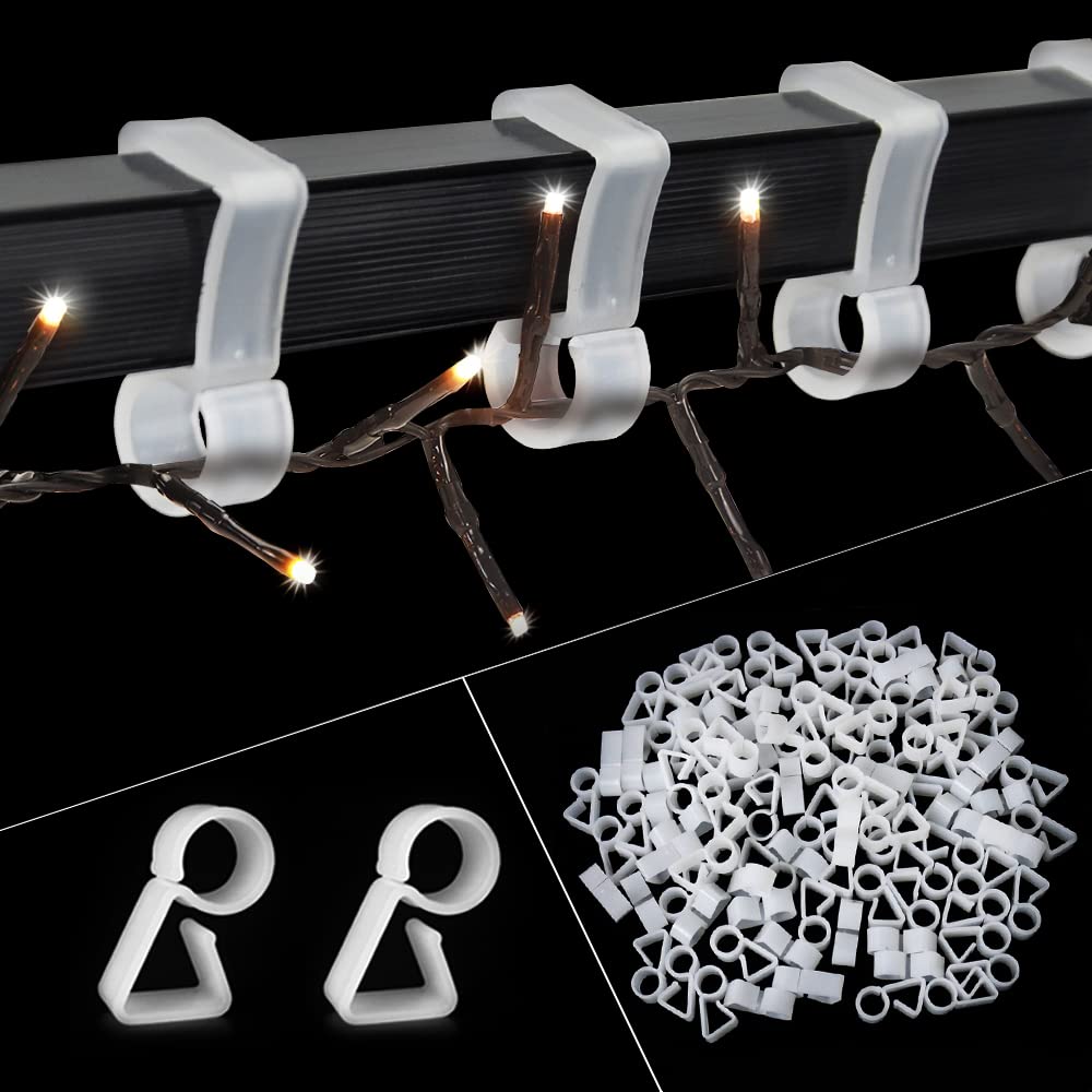 Vikdio White 72 Pcs Gutter Hooks Hang Clips For Securing Outdoor String Lights, Ideal For Hanging Icicle Lights Meteor Lights On Wedding Christmas Xmas Halloween Garden Tree Home Decor