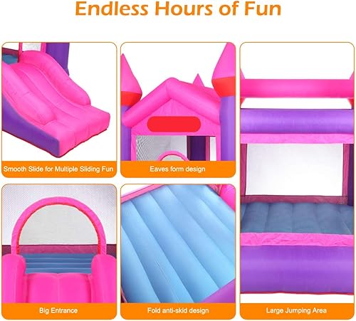 Miniatura 6 de Castillo inflable de rebote castillo de salto con tobogán casa inflable duradera para fiestas infantiles con soplador de aire incluido castillo