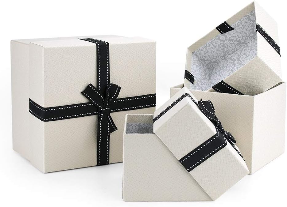 VEESUN Large Gift Boxes for Presents, 3 Set Presentation Box with Lids, Luxury Chocolate Jewellery Cardboard Gift Box, Christmas Birthday Anniversary Present Boxes for Women Men Her Him, Beige