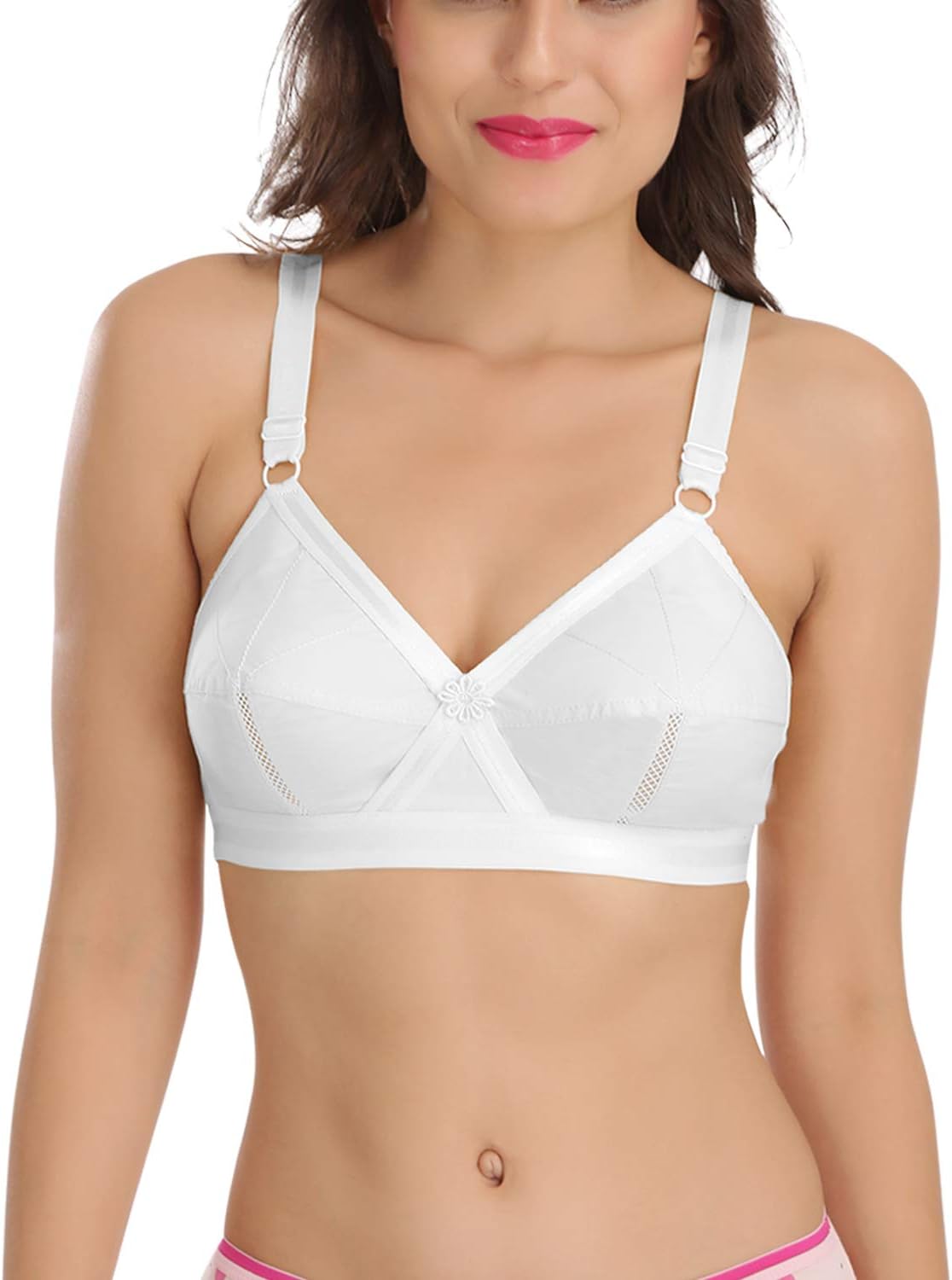 SONA Women's Perfecto Full Coverage Non-Padded Plus Size Cross Belt Cotton Bra