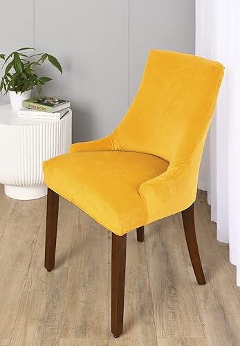 Vista 25 de MIFXIN Funda de terciopelo para silla con respaldo de ala, elástica, lavable, protector de asiento para comedor, banquete, decoración de fiesta