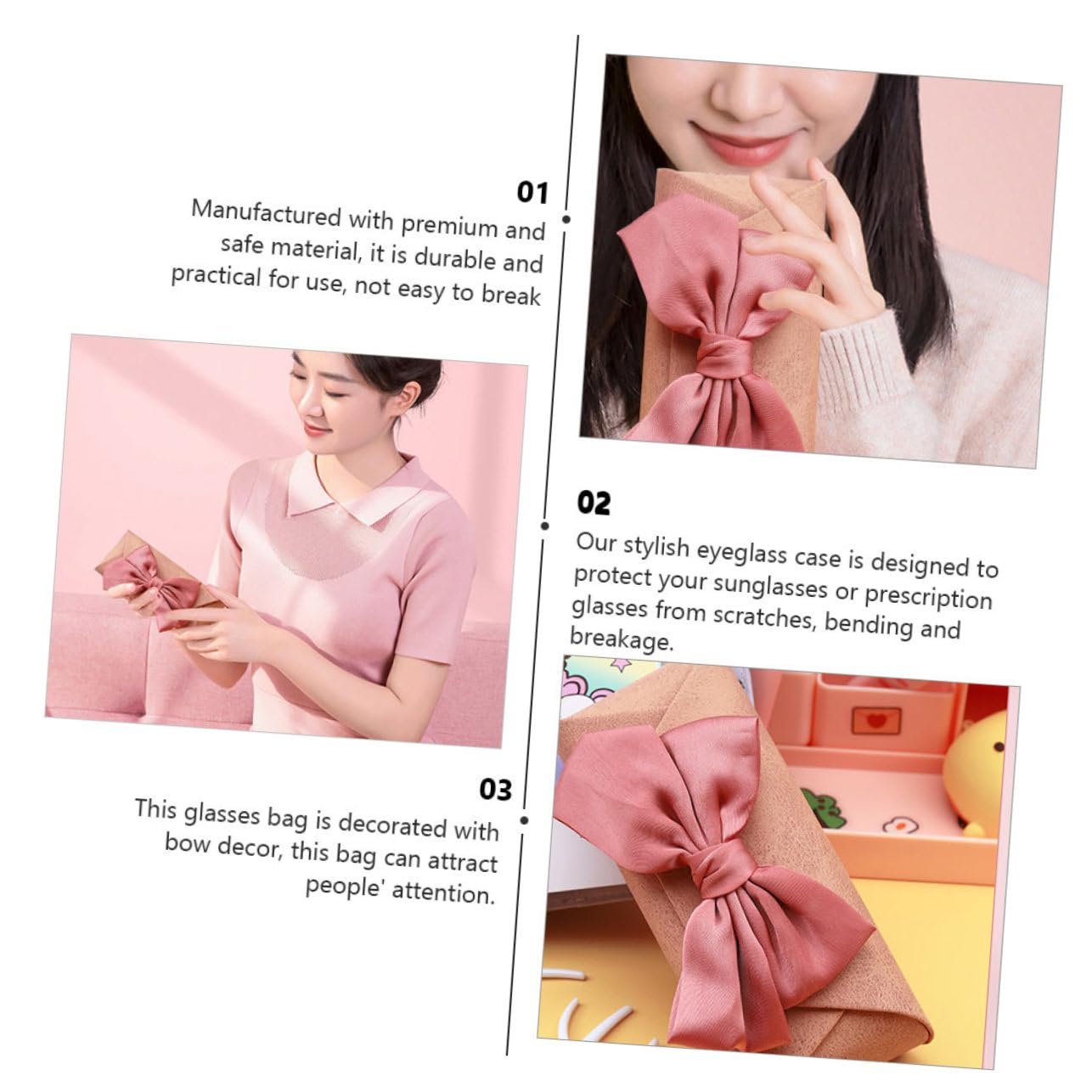 Beavorty Borse Per Occhiali Decorate Resistenti Per Sole E Occhiali Rosa