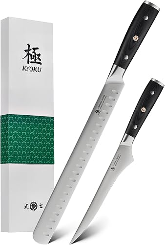 Miniatura 9 de KYOKU Samurai Series - Juego de 3 cuchillos de cocina de 6.5 pulgadas, cuchillo de deshuesar de 12 pulgadas, cuchillo de carnicero de 10 pulgadas,