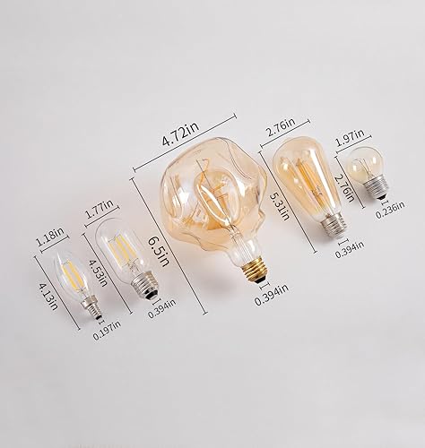 Miniatura 2 de OMED S125 - Bombilla LED Edison grande de 5 W, 400 lúmenes, 2200 K, color amarillo cálido, bombilla Edison grande, de vidrio ámbar, bombilla