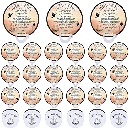 Geosar 50 Pack Church Fans Christian Folding Hand Fans Religious Church Fans Round Shaped Folding Fans with Plastic Handle and Storage Bag for Church Services Women Men Decoration Gift