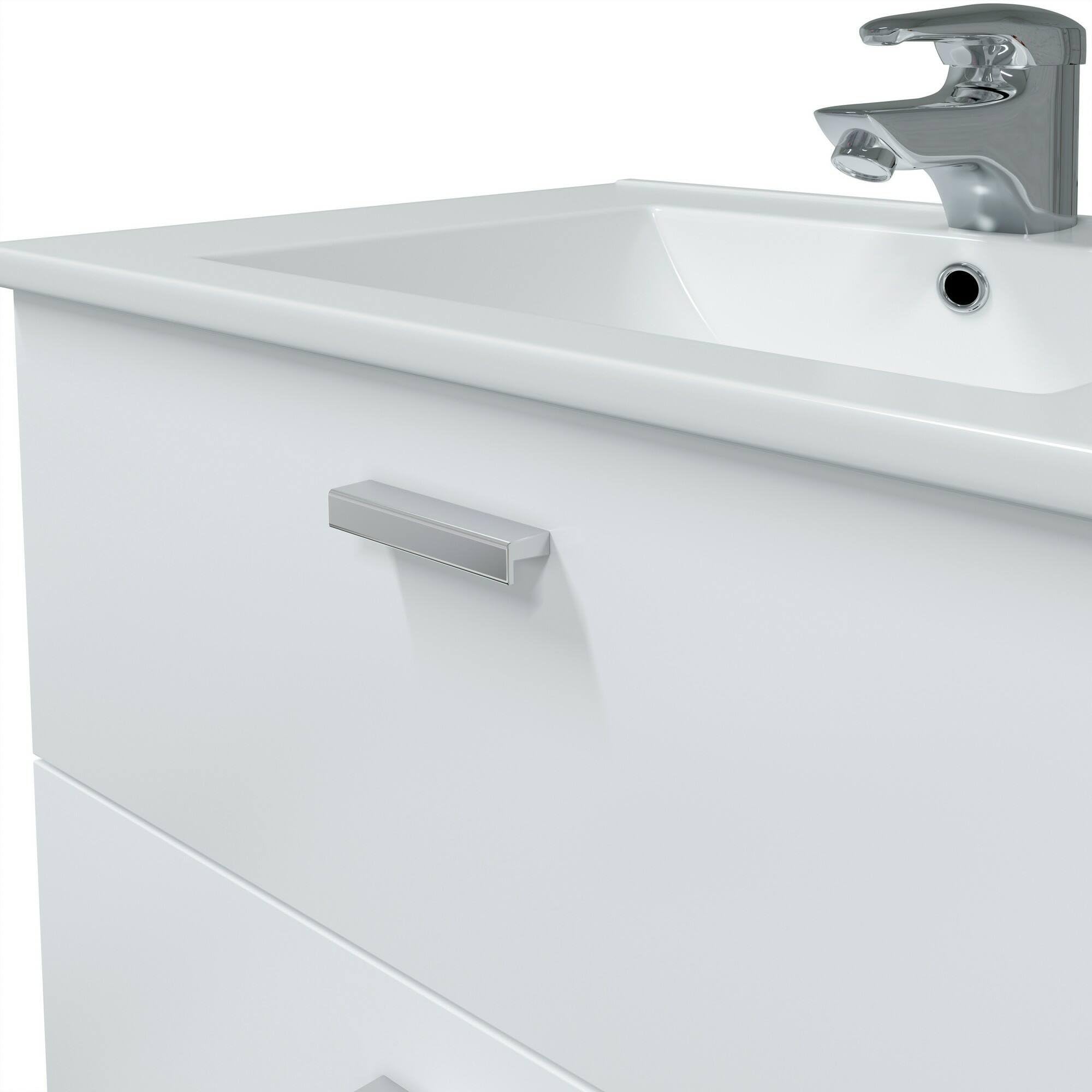 Dmora Mobile sottolavabo Denison, Mobiletto da Bagno, Contenitore Porta lavabo, Armadio per lavandino, 70x45 h50 cm, Bianco Lucido