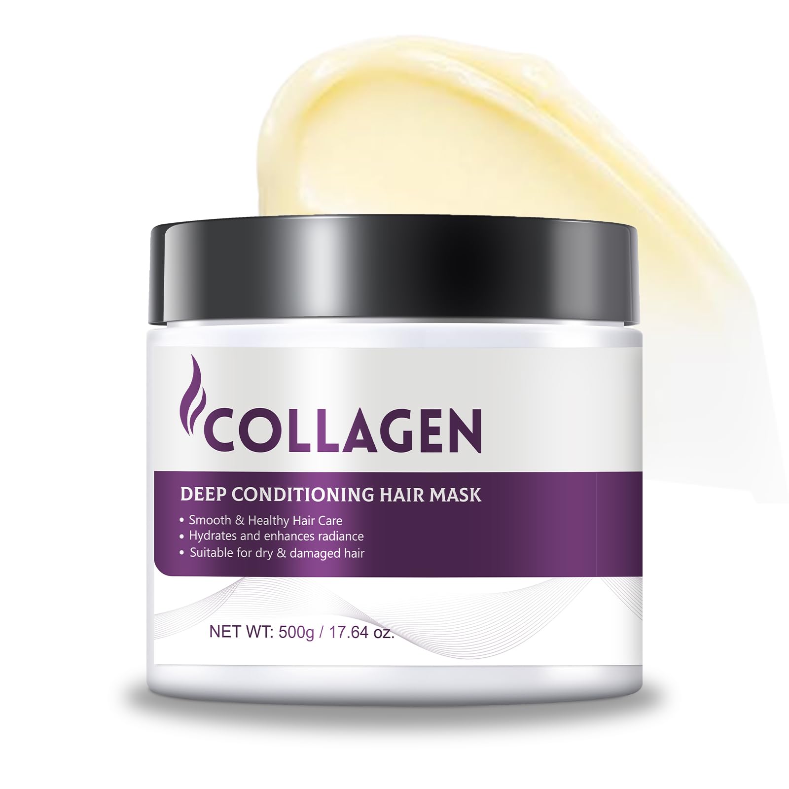 Collagen Hair Mask Protein Hydrating & Repairing Conditioning Treatment for Dry Damaged Hair, Restores Smoothness Shine, Hair Mask for Growth Repair All Hair Types, 500g