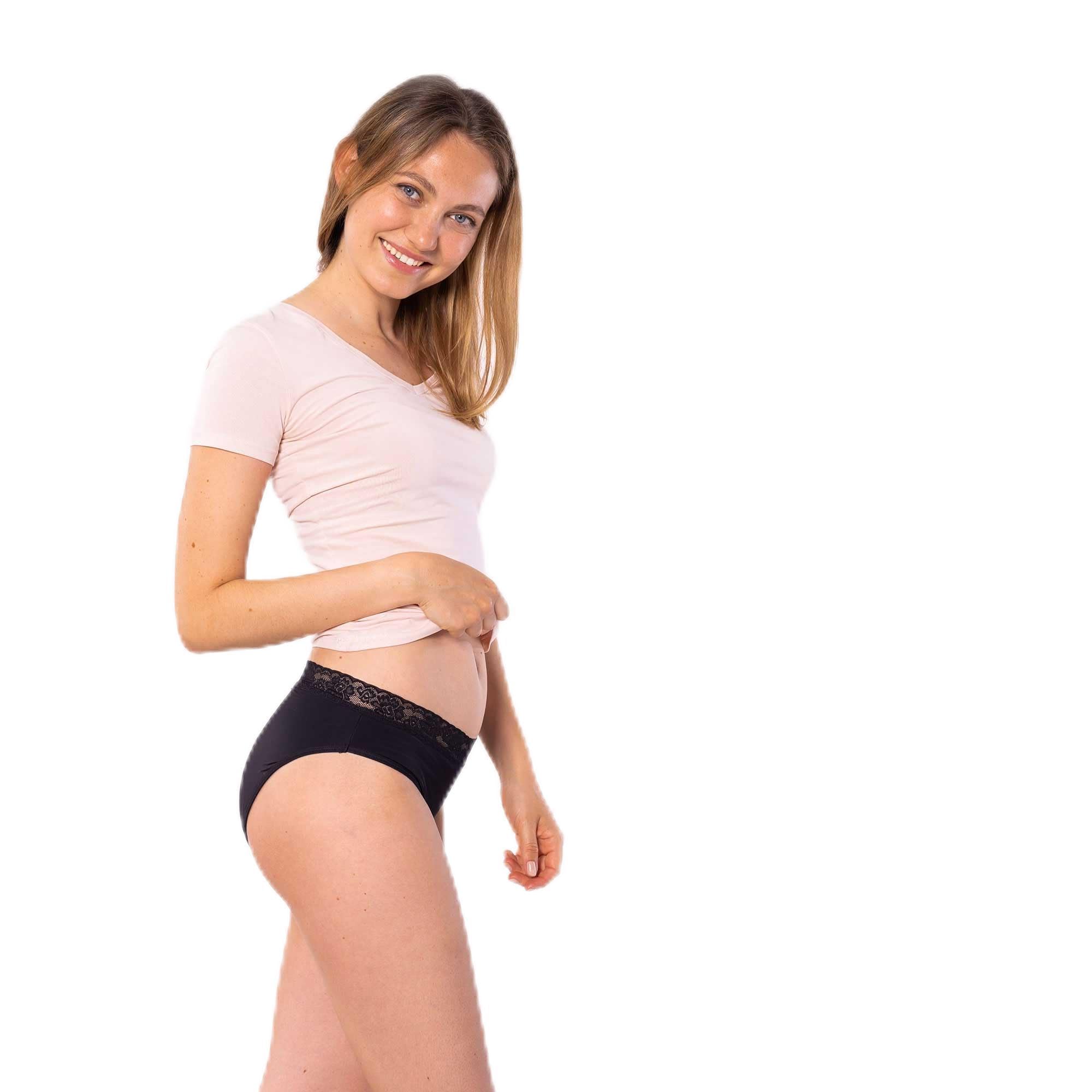 SELENACARE Periodenunterwäsche Classic (3er Multipack) - Menstruationsunterwäsche für Damen, waschbarer Slip, 100% vegan, nachhaltig, 25ml Aufnahme, Größe L (40/42), schwarz