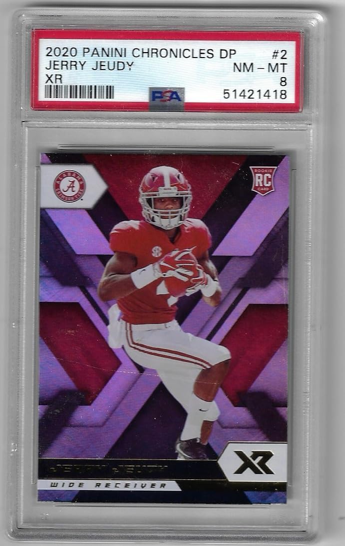 Jerry Jeudy Graded PSA 8 NM-MT Rookie Card Collectible Football Card - 2020 Panini Chronicles Draft Picks Football Card #2 (Broncos)