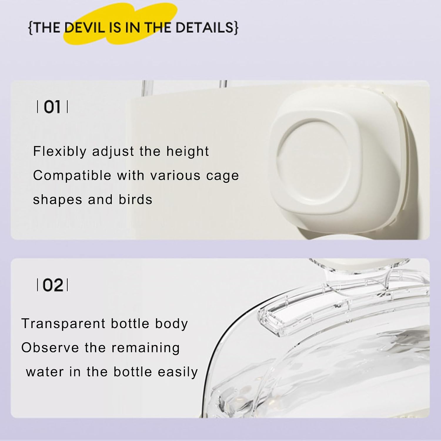 Clear Bird Water Dispenser 450ml Easy Refills and Install for Home and Pet Store Bird Cages Watering Station for All Bir