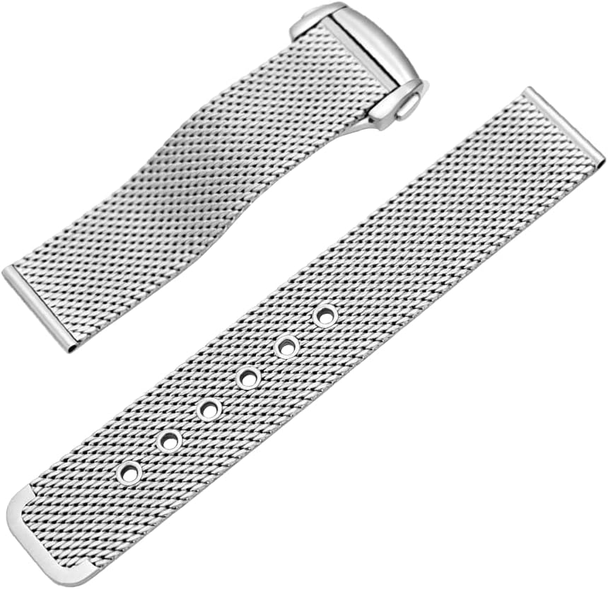 Mesh Watch Band Replacement for Omega Seamaster 300M Quick Release Milanese Strap with Deployment Clasp SS 20mm