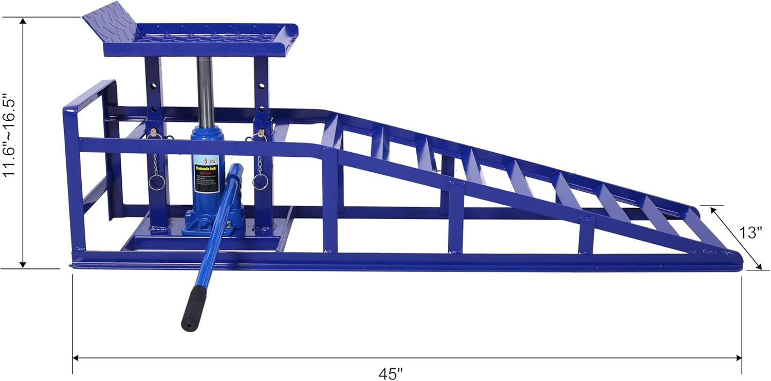 Auto Car Truck Service Ramps Lifts, Garage Car Lift Hydraulic Ramps Black 5 Ton,Automotive Hydraulic Lift Repair Frame Lift(2 Pack) Blue