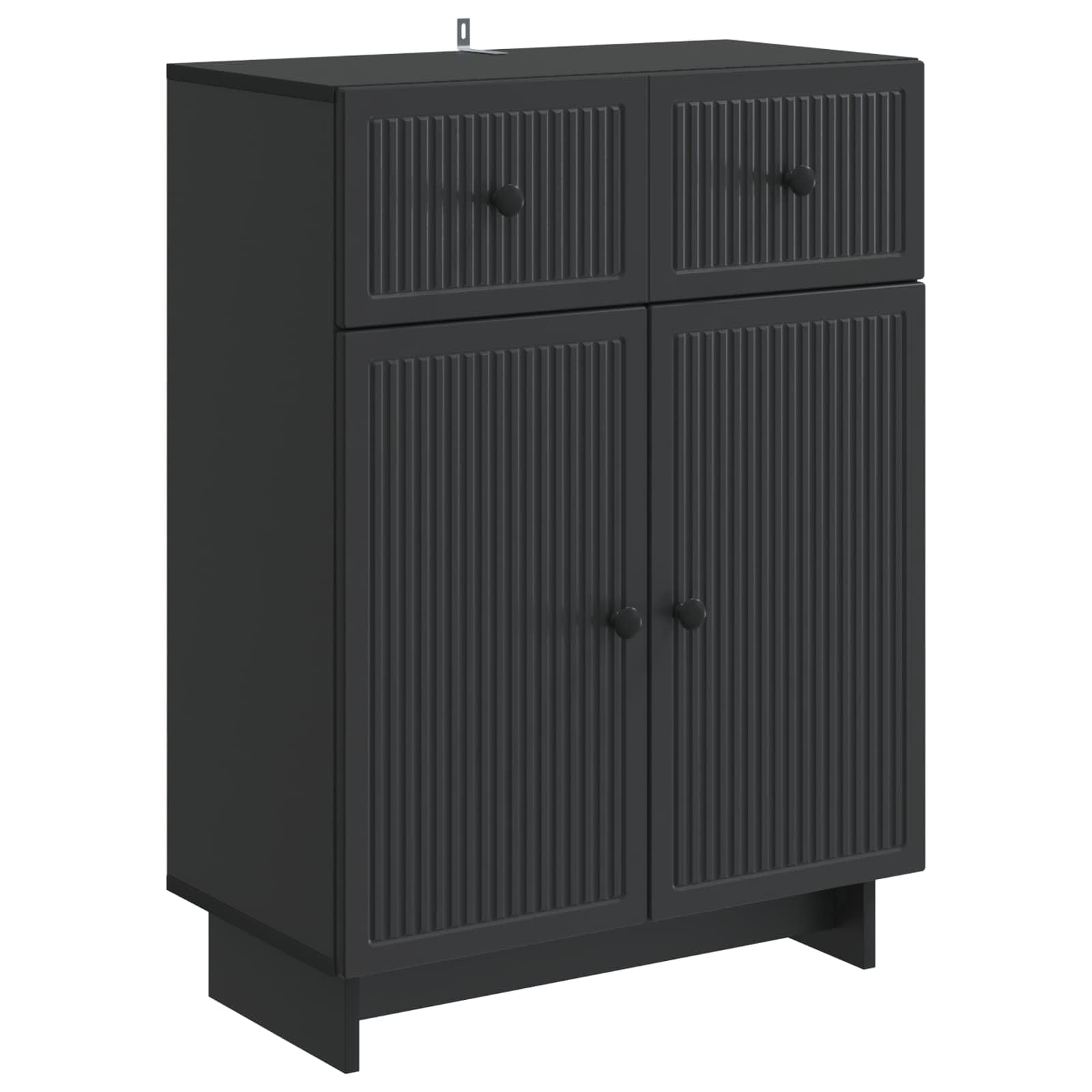 Madera de Ingeniería Resistente Aparador Vintage con Almacenamiento Negro | Aparador Negro 66 x 34,5 x 90 cm Madera de Ingeniería con Cajón, Estantes y Puertas, Armario Vintage con Almacenamiento