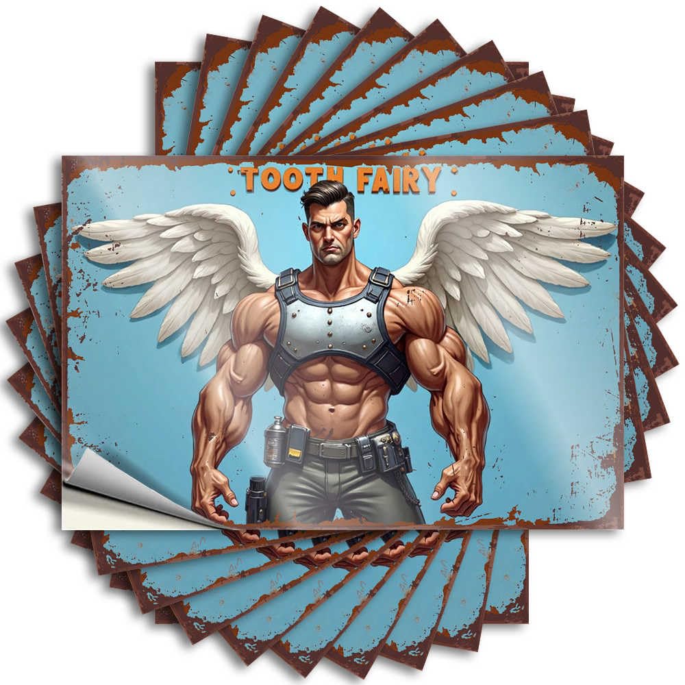 Muscular Angel with Wings: The Tooth Fairy's Guardian Laptop Funky - Custom Stickers Self Adhesive Sticker(8X12CM)