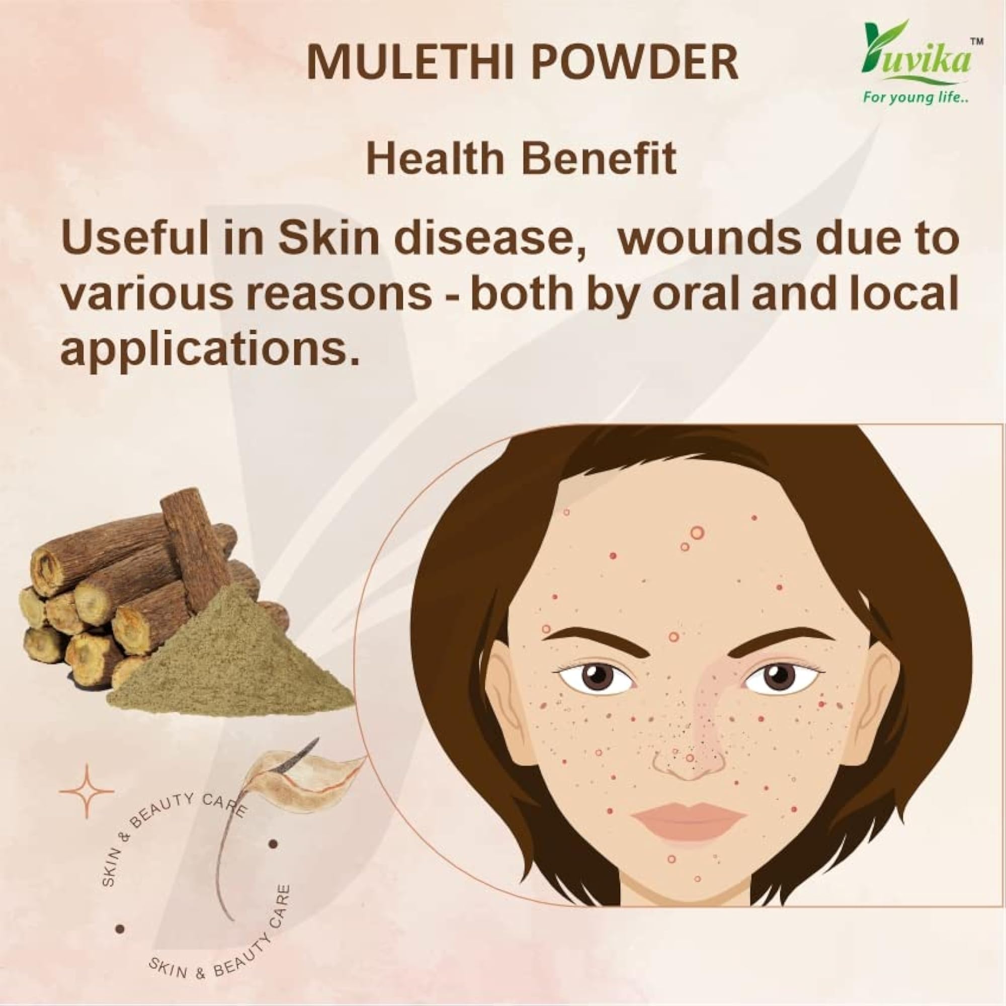 Yuvika Mulethi Powder, Glycyrrhiza Glabra, 400 Grams