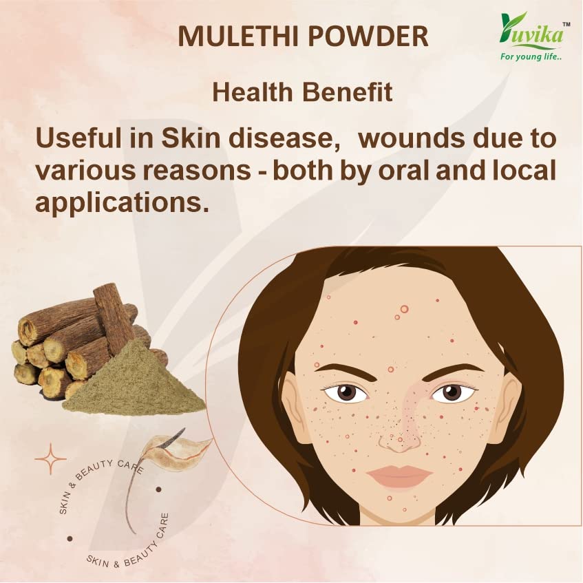 Yuvika Mulethi Powder - Glycyrrhiza Glabra - Yashtimadhu - Jeshthamadha - Licorice Root 100 Grams - Image 5 thumbnail