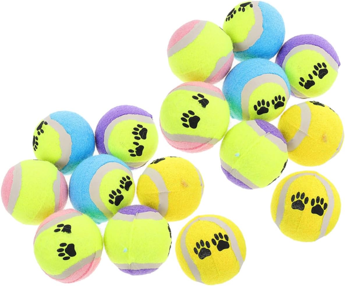 16pcs Pet Tennis Balls Plush Dog Diameter 7cm Random Color Outdoor Fetch Balls for Small and Medium Dogs Training Exercise