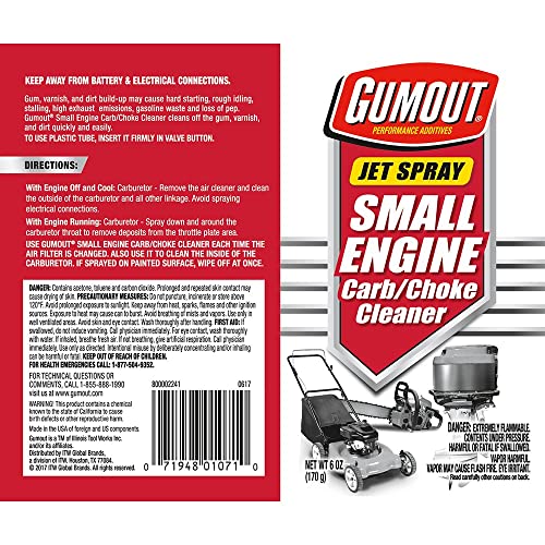 Gumout 800002241 Small Engine Carb And Choke Cleaner, 6 Oz. #TOP1