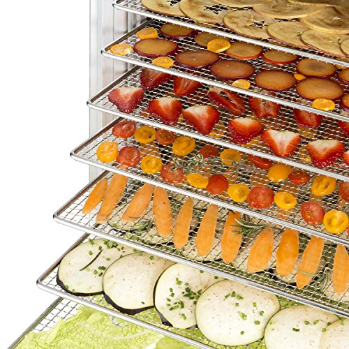 Foto von Klarstein Fruit Jerky 14 - Dörrgerät, Obst-/Fleisch- und Früchte-Trockner mit 1,8 m² Trockenfläche und 14 Etagen, 1000 Watt Leistung, stufenlos bis 70 °C einstellbar, Timer, stabiles Gehäuse, schwarz