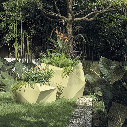 Crescent Garden Modern Geometric Origami Planter, Plant Pot, 26-Inch (Alpine White) #TOP2