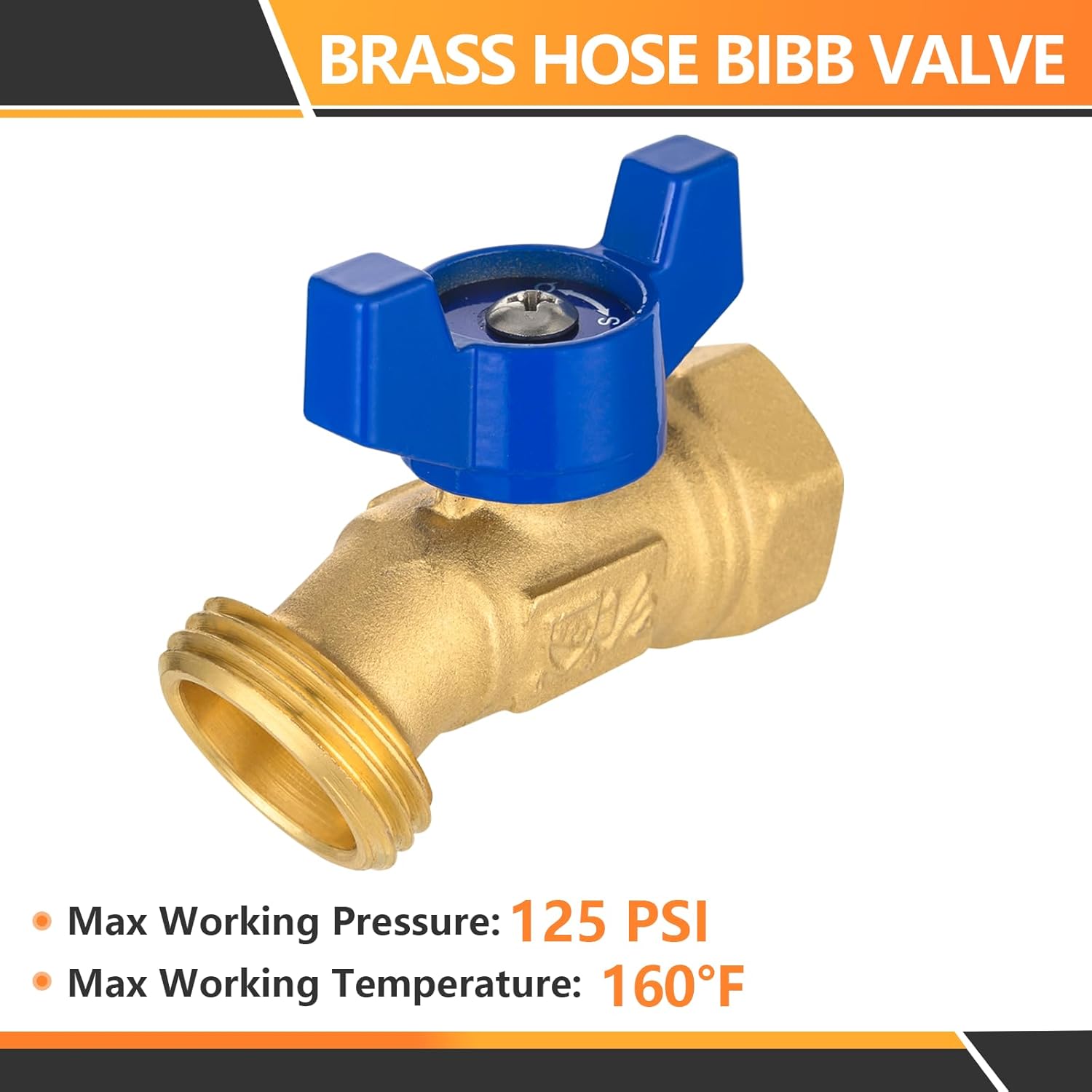 HeSun 2-Pack Outdoor Hose Bibb Faucet/Valve,1/4-Turn Garden Spigot,1/2" Female NPT Inlet x 3/4" Male Hose Thread (GHT) Outlet,Blue