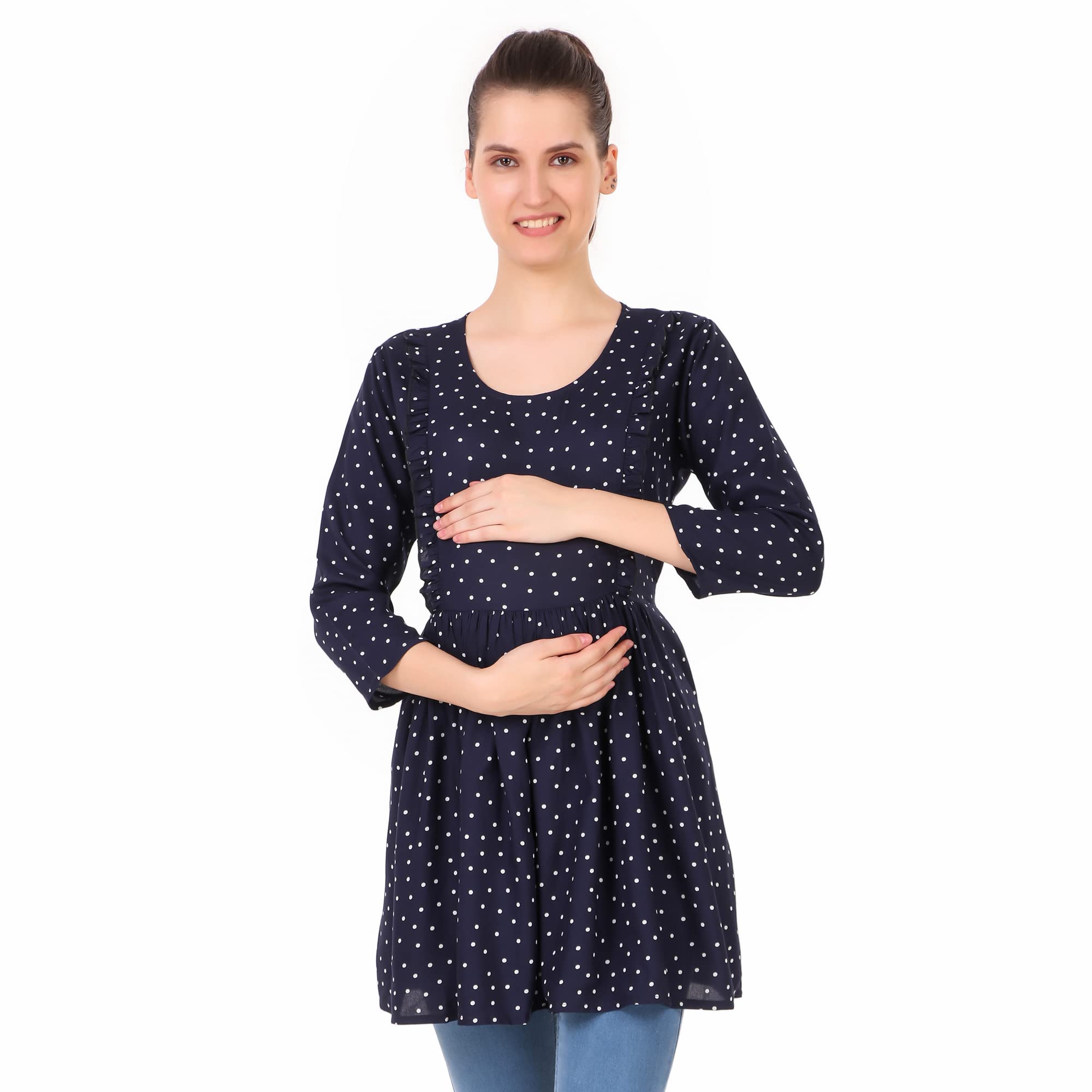 Women's Maternity Nursing Tops with Zip for Feeding Women | Stylish Pregnancy Feeding Tops for Jeans | Feeding Short Kurti for Mothers | Nursing Dress for Women | Rayon.-image-44