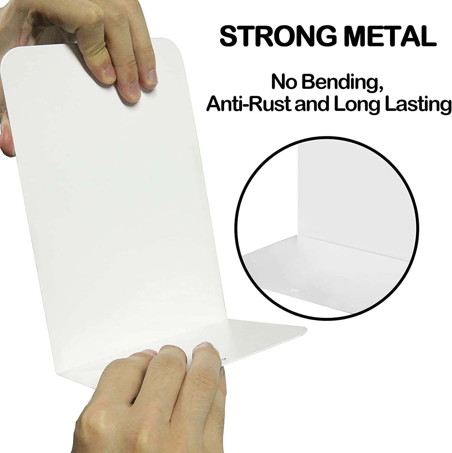 Buchstützen rutschfeste Metall-Buchstützen, weiße Buchstützen, robust, für Regale, Dekoration, Heimbüro, einzigartige Schwarze Buchstützen, Bücherregal-Dekoration