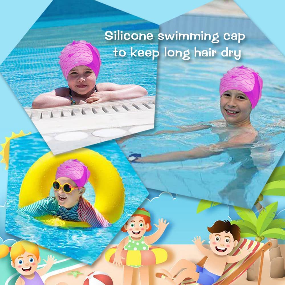 Cuffia Nuoto Bambini 6-14 - Cuffia Piscina in Silicone per Bambini Juniors Adolescenti 6-14 anni (Azzurro
