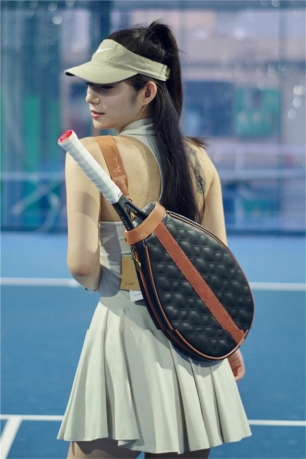 Borsa for Racchette Da Tennis Professionale In PU for Adulti Adolescenti Borse A Tracolla Portatili for Campo Squash Sport Donna