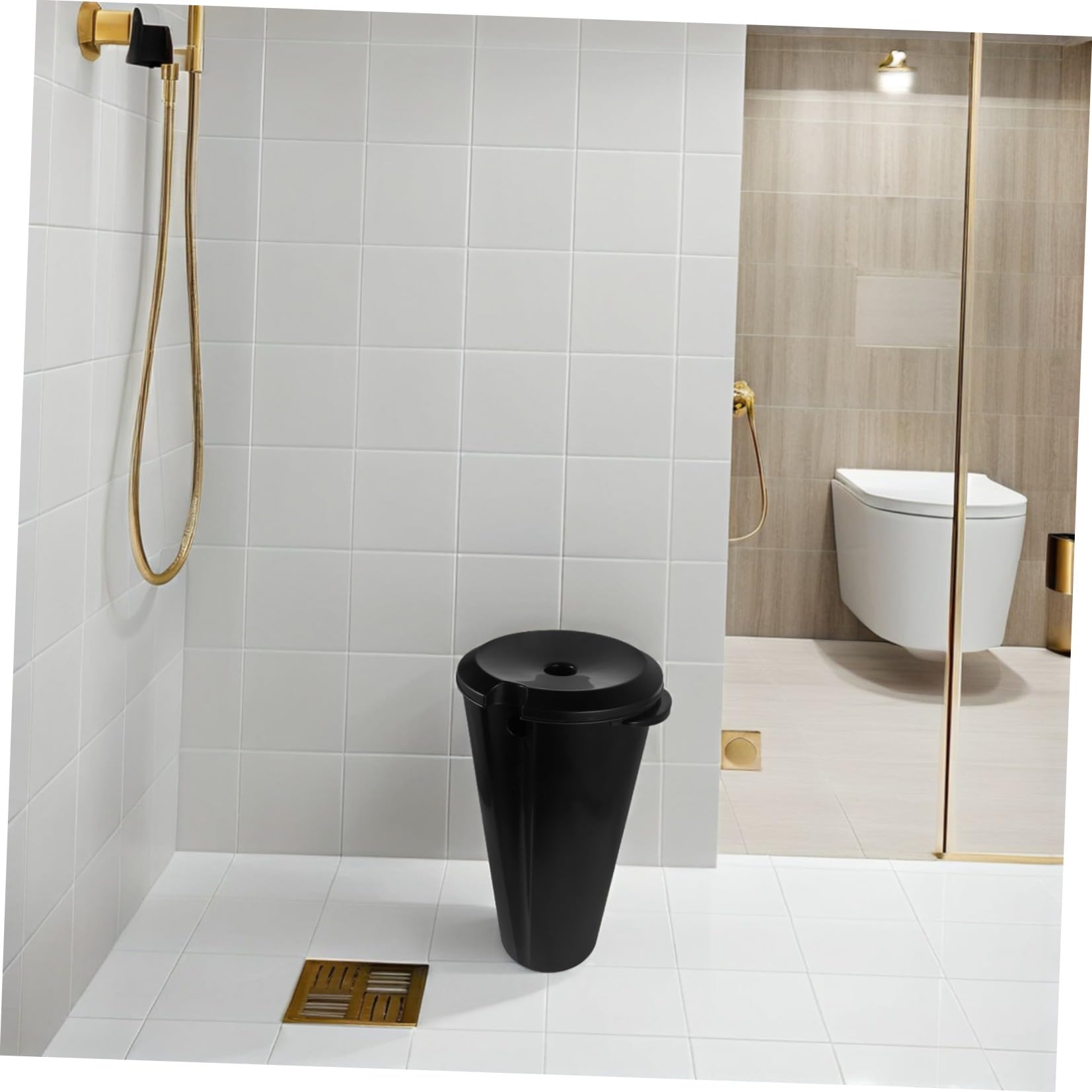 Lavacabezas Portátil para Cabello de 15 L con Tapa y Cubo Negro