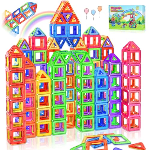 Lovchil Magnetic Building Blocks - 40pcs Magnetic Blocks for Kids - Magneticc Tiles for 3 4 5 6 7 8 Years Old Boys Girls - Preschool Learning Educational Construction Toys - Christmas Birthday Gift