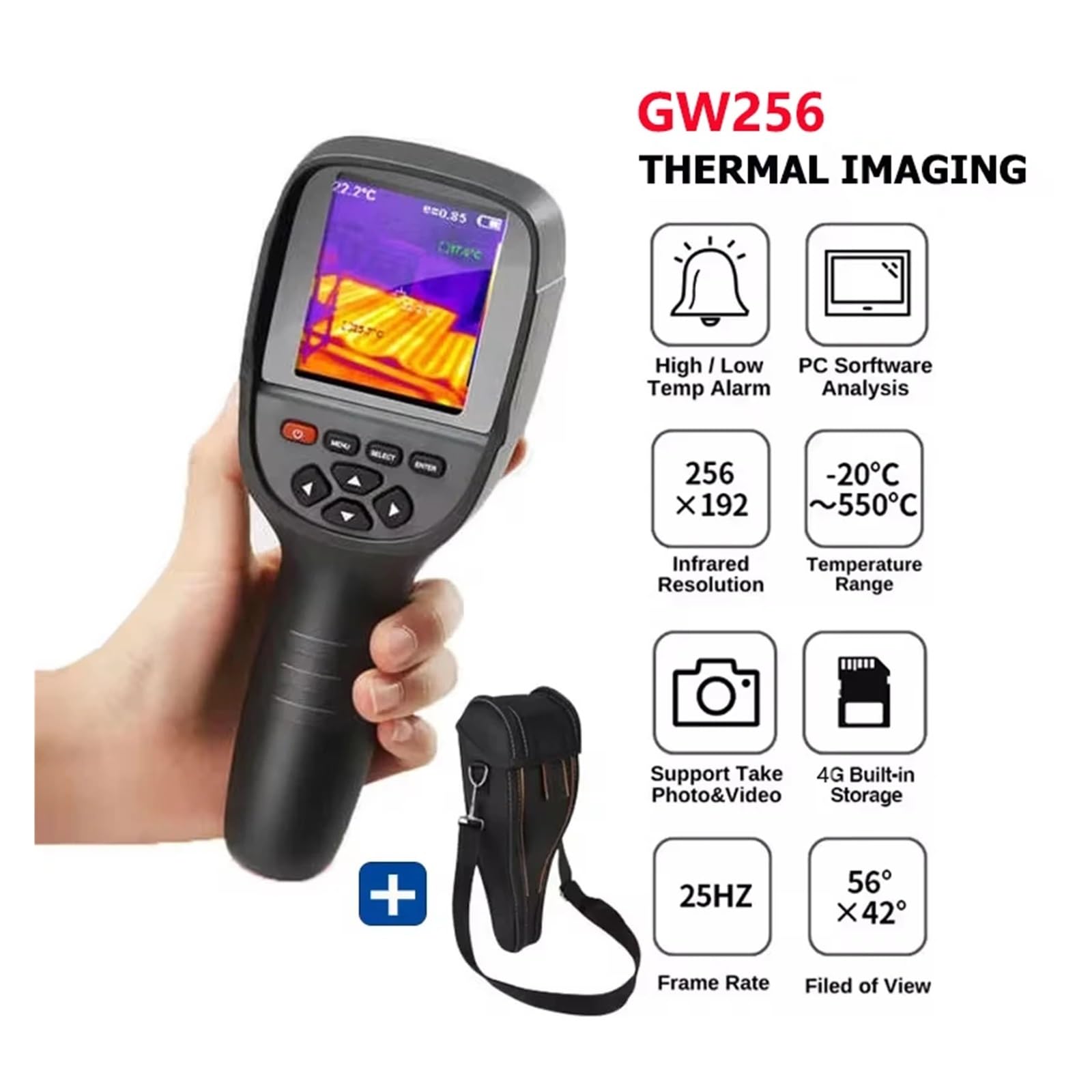 Cámara de Imagen térmica GW256 for Fugas de tuberías de Agua y Prueba de PCB eléctrica 256 * 192 cámaras de Imagen térmica portátiles