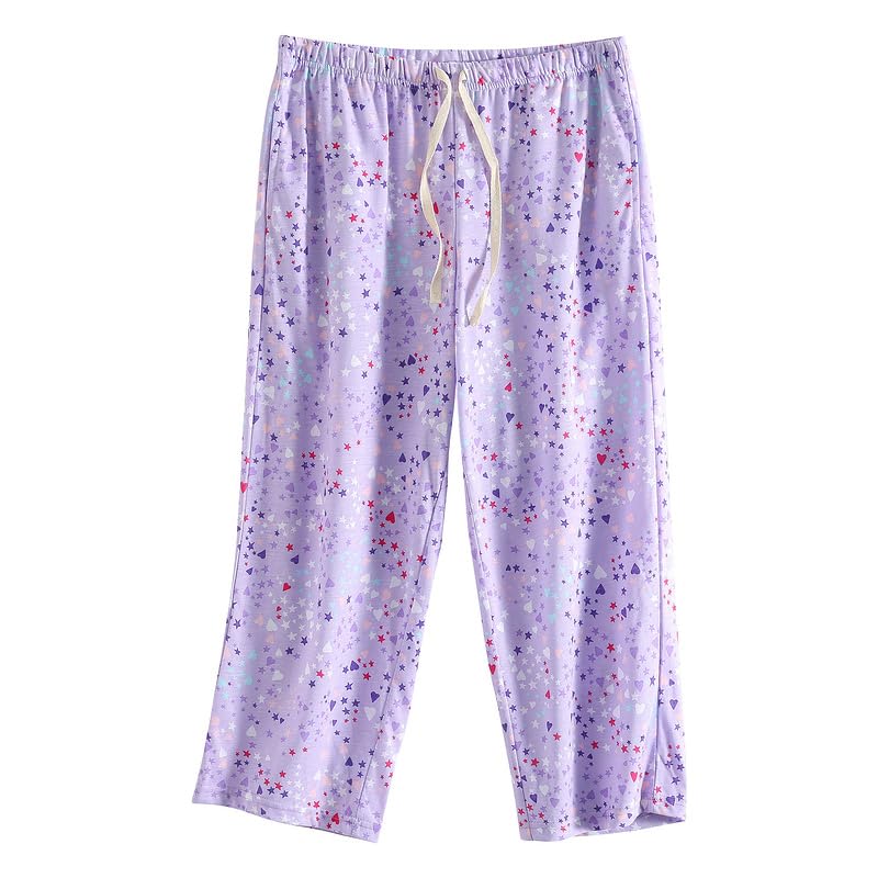 PNAEONG 3 Pack Women Pajama Pants Capri Length Drawstring Pj Bottoms Sleep Lounge Pants with Pockets S-3XL2