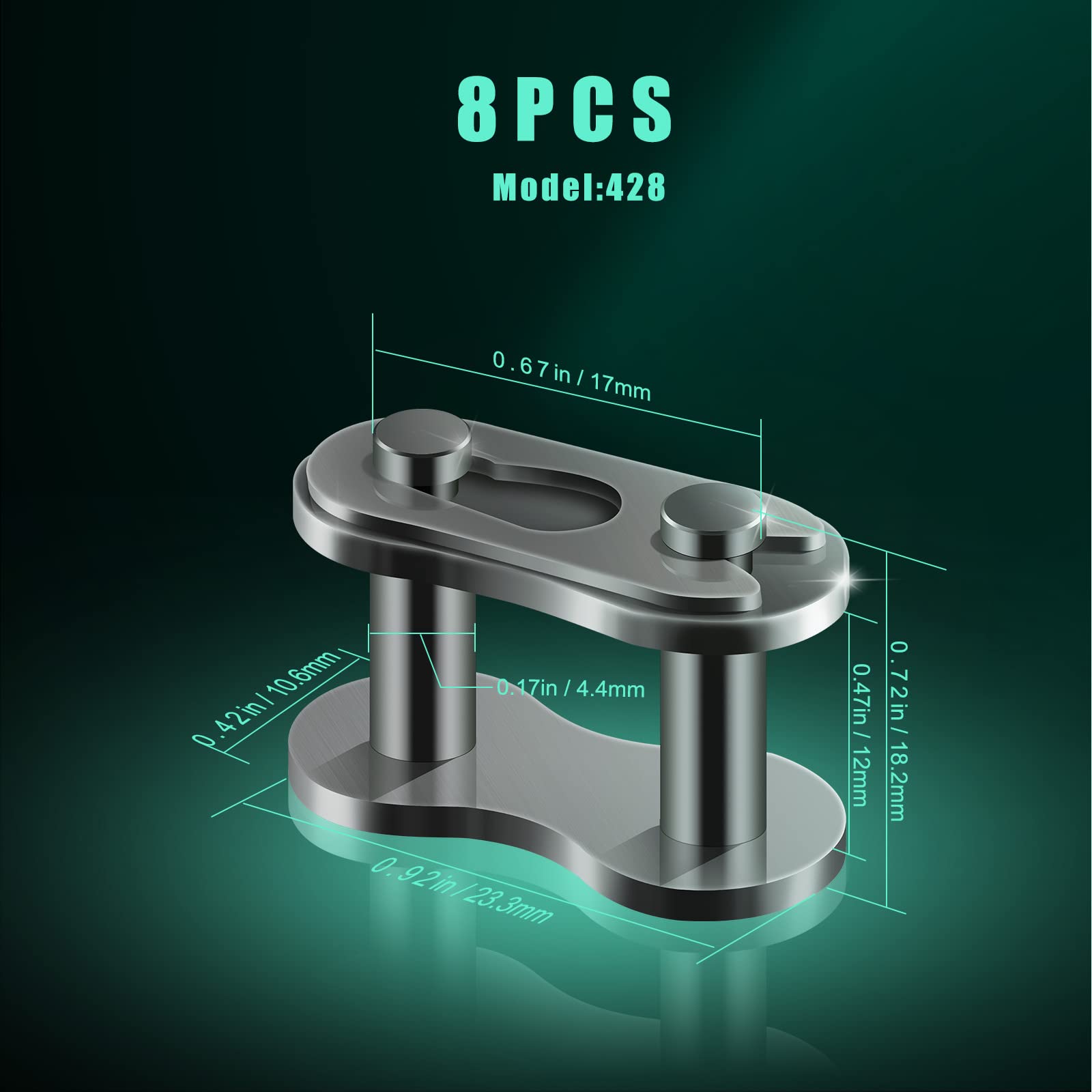 Jawmoy Pack-10#428 Chain Master Link Roller, Steel Alloy Heavy Duty Roller Chain Connector Links, Auto Parts For Dirt Bike Quad Buggy Mini Bike Pit - View #6