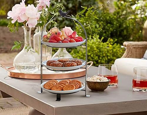Miniatura 2 de SparkWorks - Soporte para tartas de 3 niveles, bandeja para servir fiesta de té, soporte de postres y cupcakes, soporte de metal escalonado para