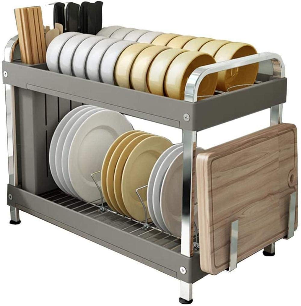 TYUHDUYUR Dish Drainer Drying Rack Dish Drying Rack Kitchen Shelf Multifunctional Kitchen Drainer 50 x 27 x 40 cm Grey (Green 50 * 27 * 40Cm) (Gray 50 * 27 * 40Cm)