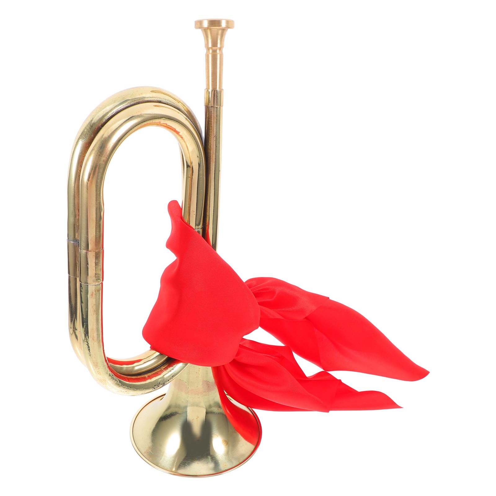 Cabilock Trompeta de Corneta Metálica Dorada para Principiantes Pañuelo Rojo, Instrumento Musical de Viento para Interpretación Escénica y Banda Escolar, Adecuado para Desfiles