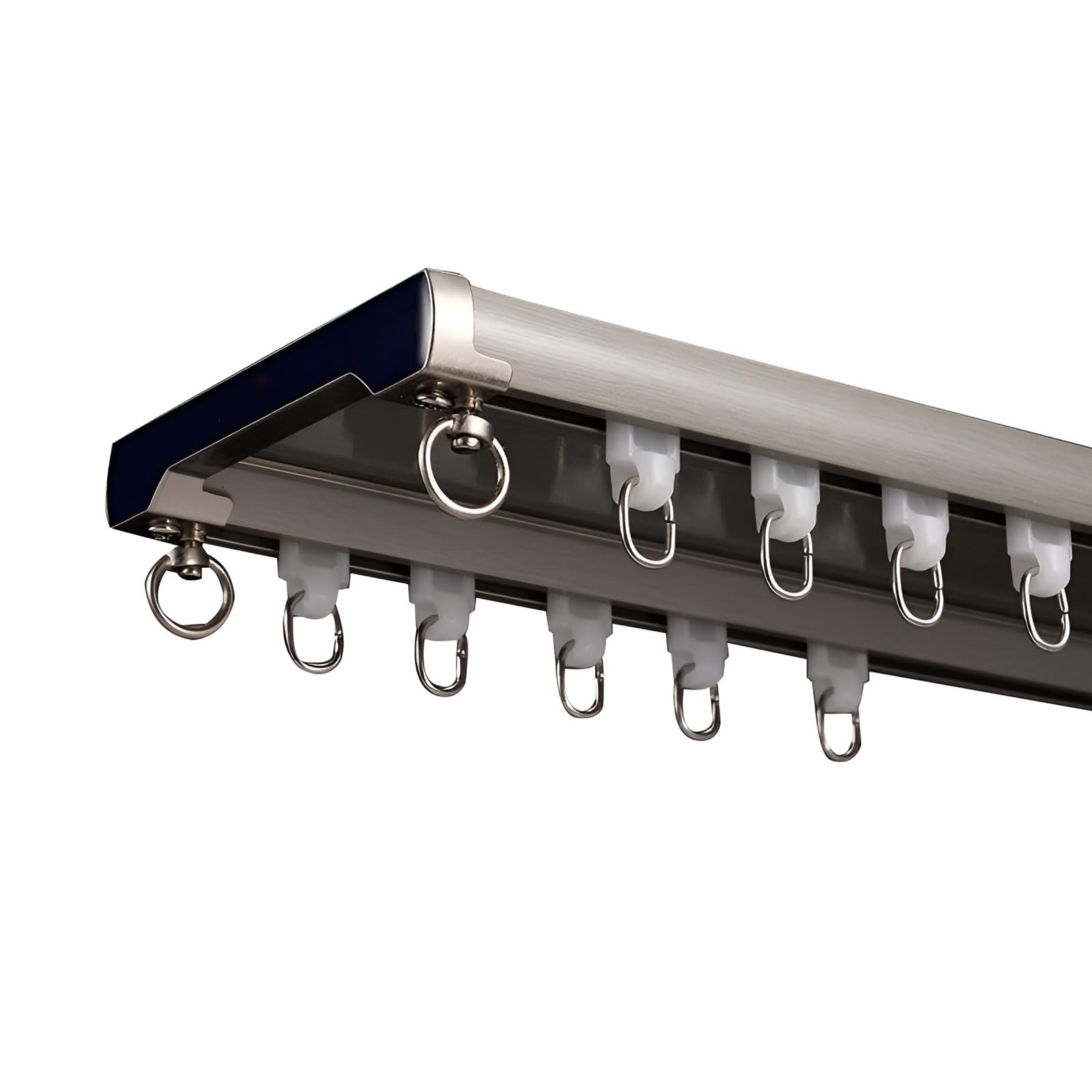Rail à Rideau en Aluminium 70 cm-600 cm, Rail à Rideau Robuste monté au Plafond, système de Rail à Rideau Siamois pour séparateur de pièce, Tringle à Rideau en Aluminium (110 cm)
