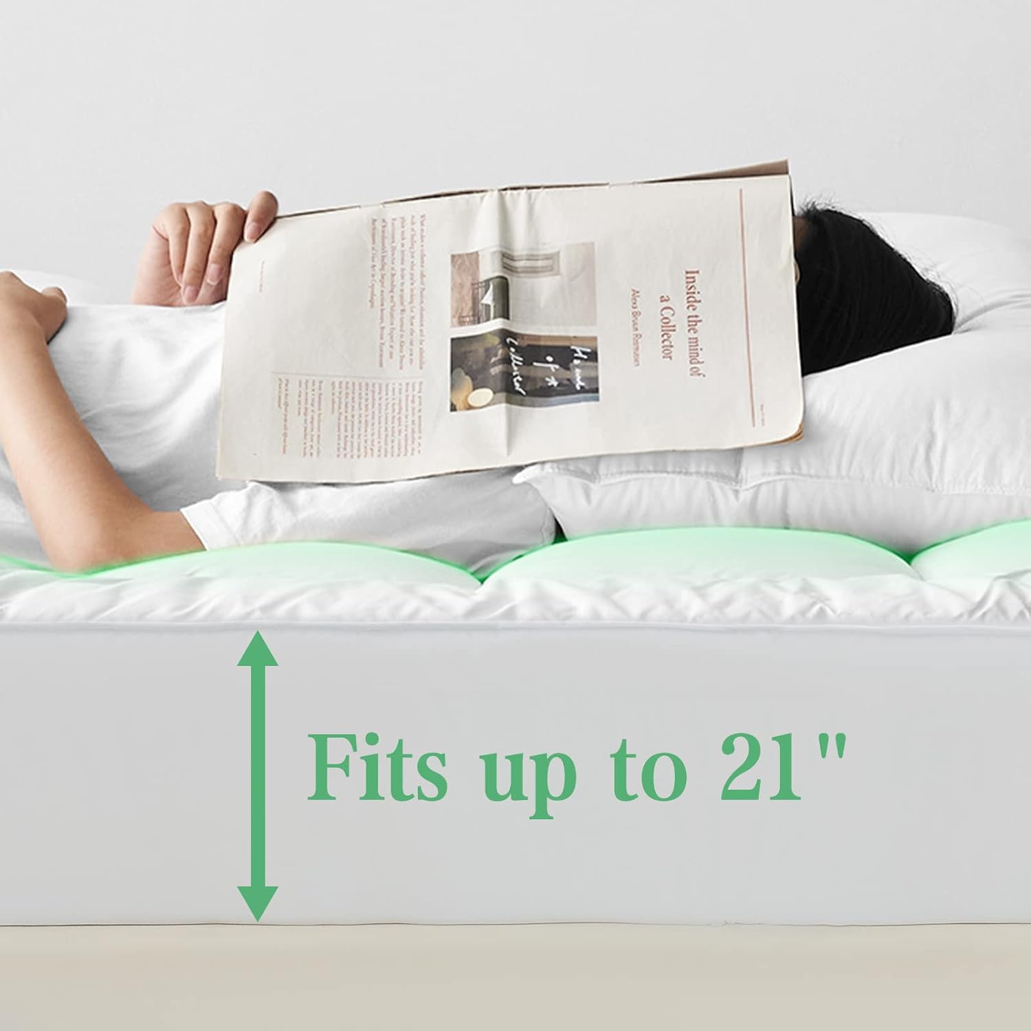 King Size White Bamboo Rayon Pillow Top Mattress Pad