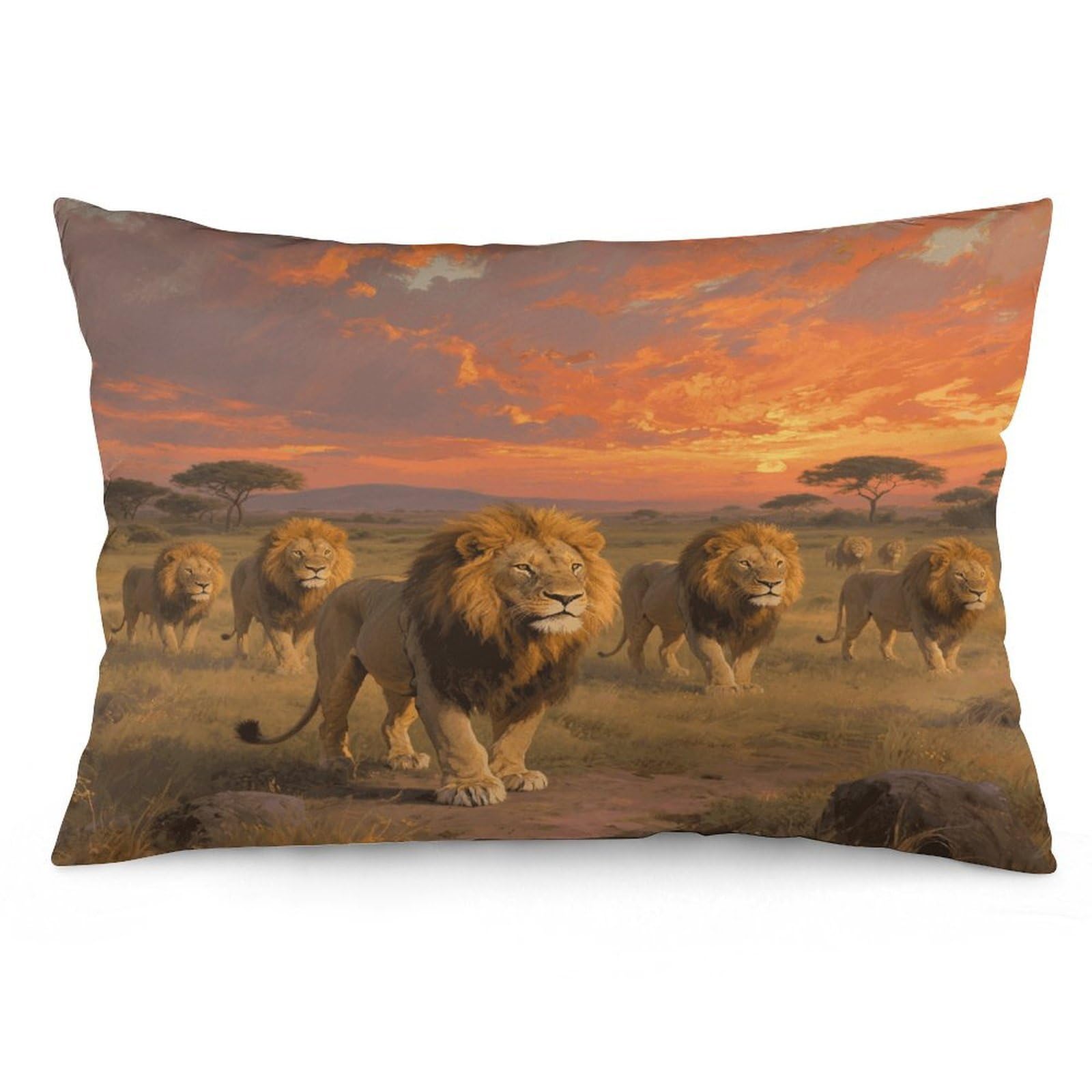 Lion Throw Pillow Cover Soft Pillow Case Decorative Lumbar Pillow Cover Cozy Throw Pillowcase Polyester Rectangular Cushion Case Decor for Couch Sofa Bed