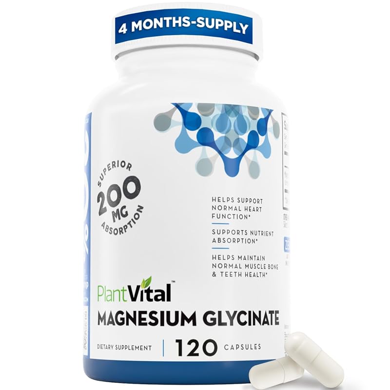 Plantvital Suplemento de Magnésio Glicinato 200 mg 120 cápsulas