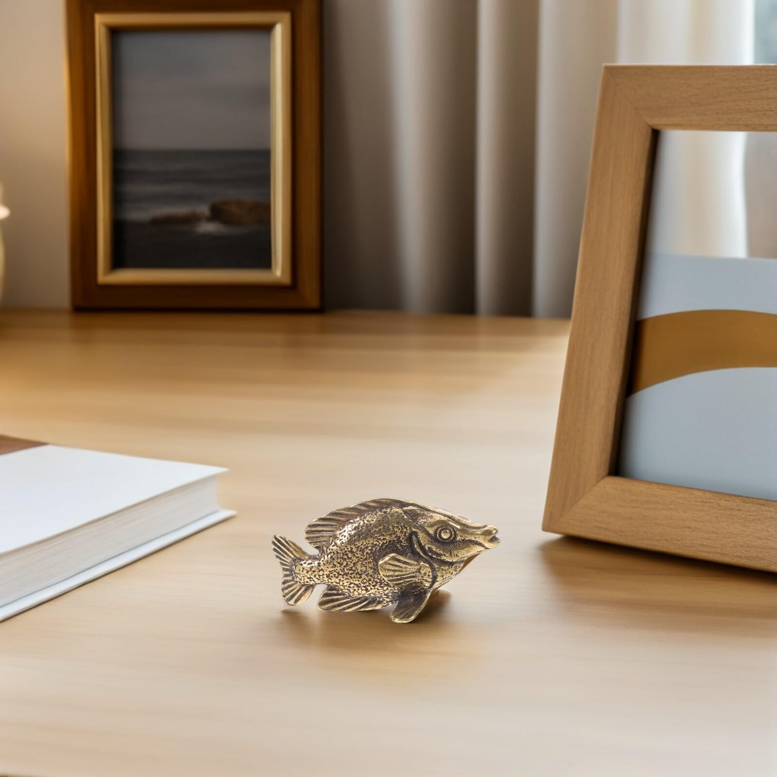 Generic Vintage Fish mosiężna statua figurka zwierzątko dekoracje rybne na biurko w domu ozdoba Feng Shui