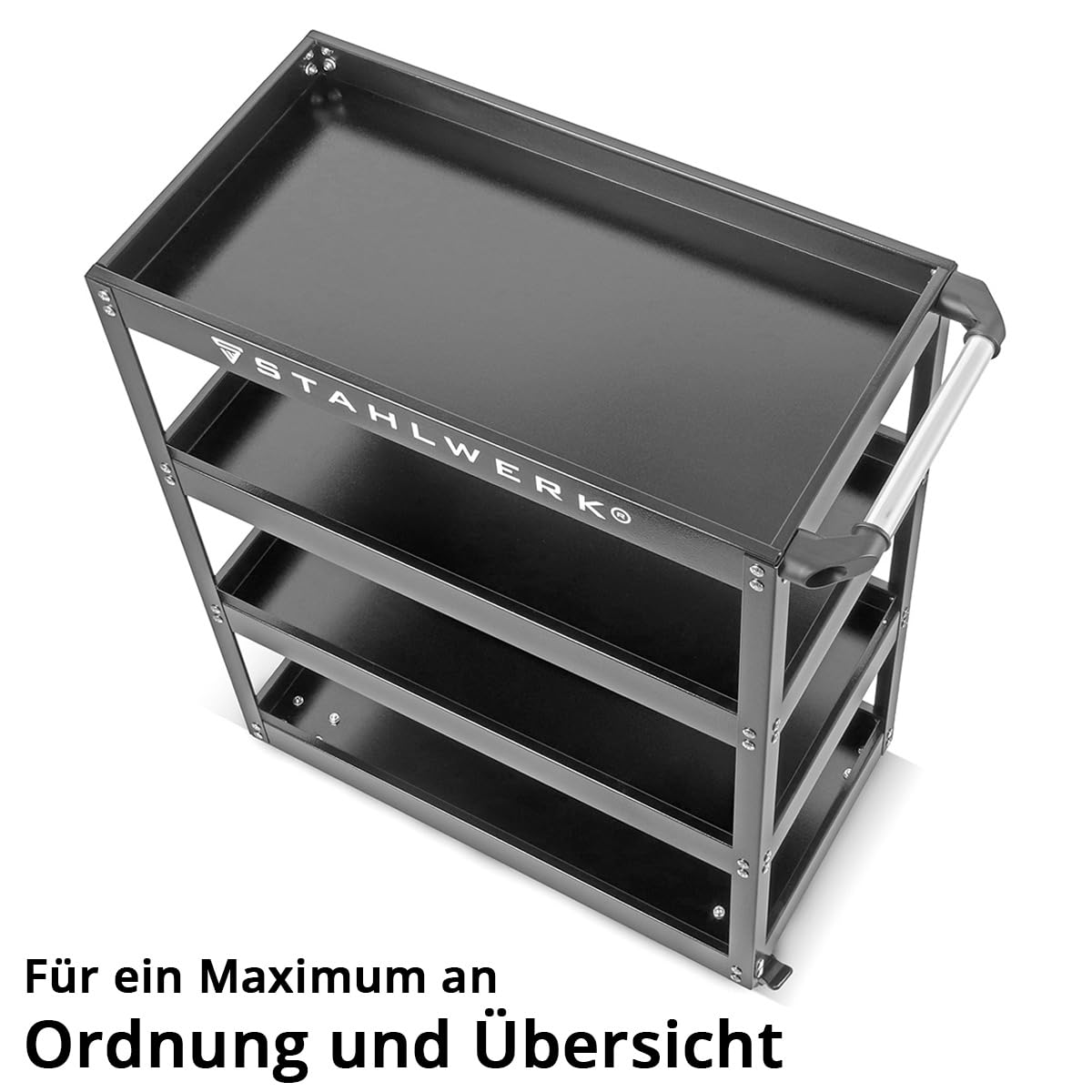 STAHLWERK Werkzeugwagen - Werkstattwagen ST-875, Etagenwagen mit 4 Ladeflächen, Rollwagen, Transportwagen, Montagewagen, Plattformwagen