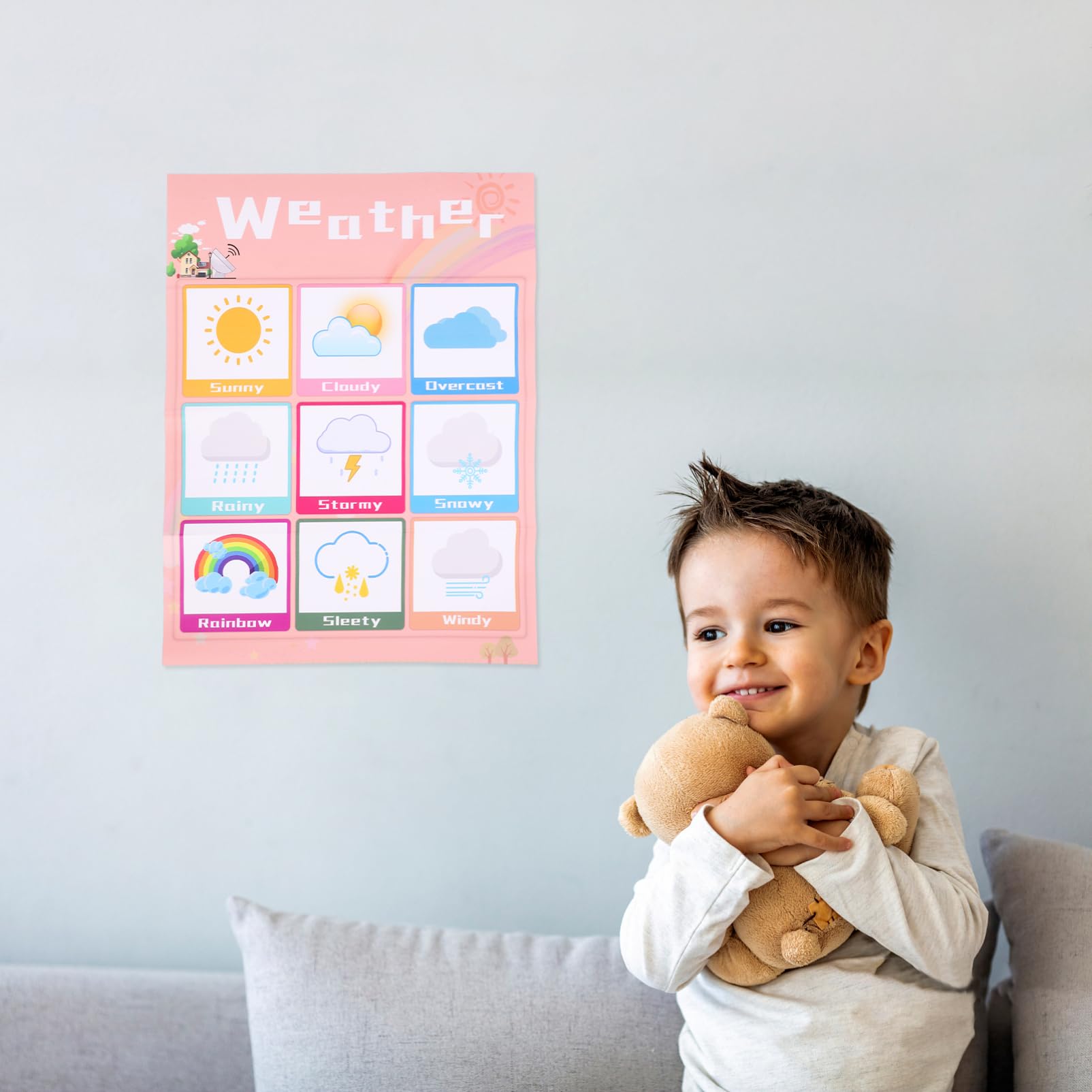 NUOBESTY Tableau Mural Éducatif pour Garçon et Filles Adhésif Pp, Léger et Facile à Utiliser, pour L'apprentissage des Nombres Développement des Couleur Aléatoire Plusieurs styles