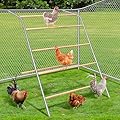 Chicken Roosting Bars with Swing for Coop, Large 4-Tier Wood Chicken Perch for Backyard Poultry, Non-Slip Design, Durable Galvanized Metal Frame, Essential Chicken Coop Accessories (55" L x 40" W)