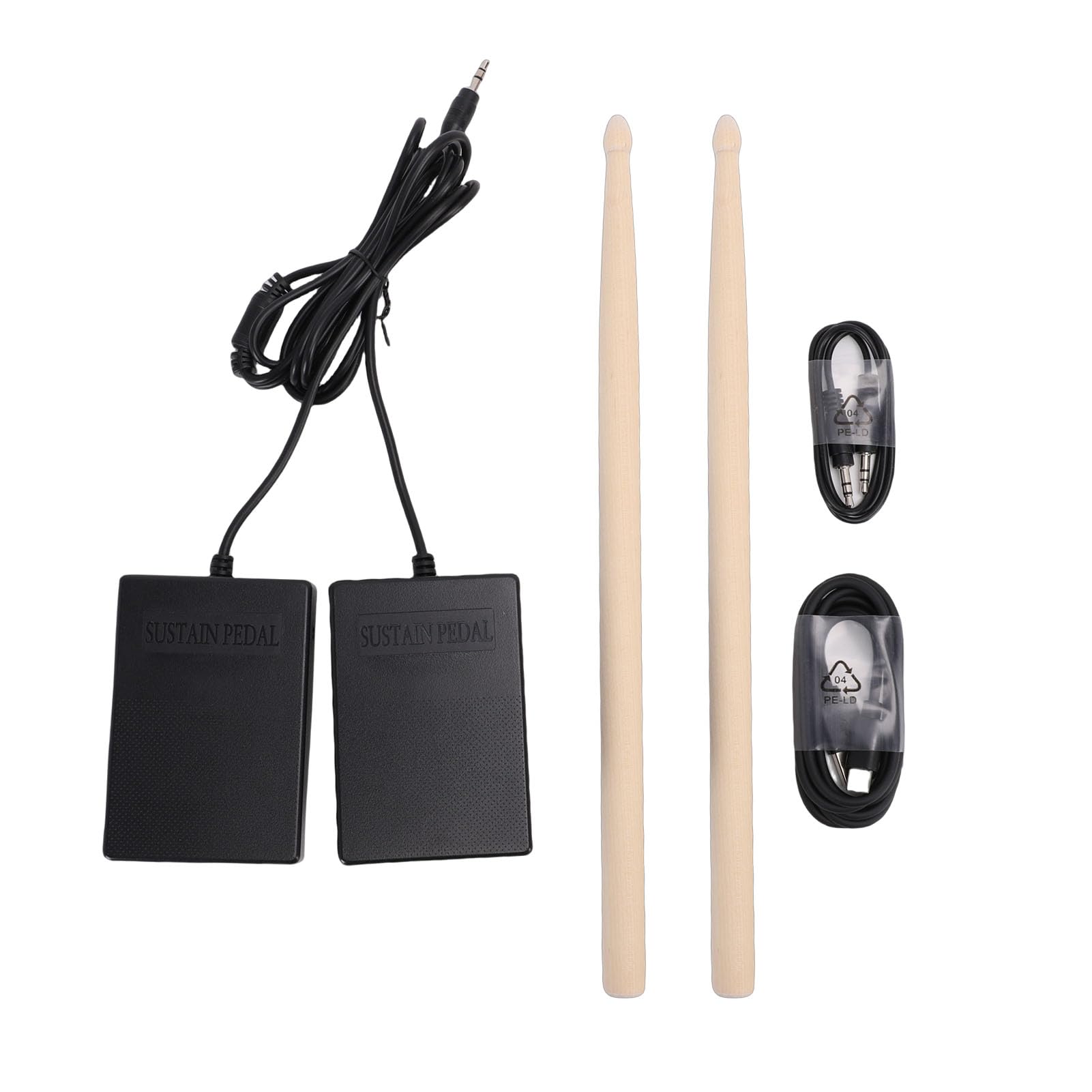 Jeffergarden Kinder-Schlagzeug-Set, Elektrisches Schlagzeug-Pad mit Stöcken, Tragbares, Aufrollbares Übungsset, Eingebauter Lautsprecher, Weißes Muster