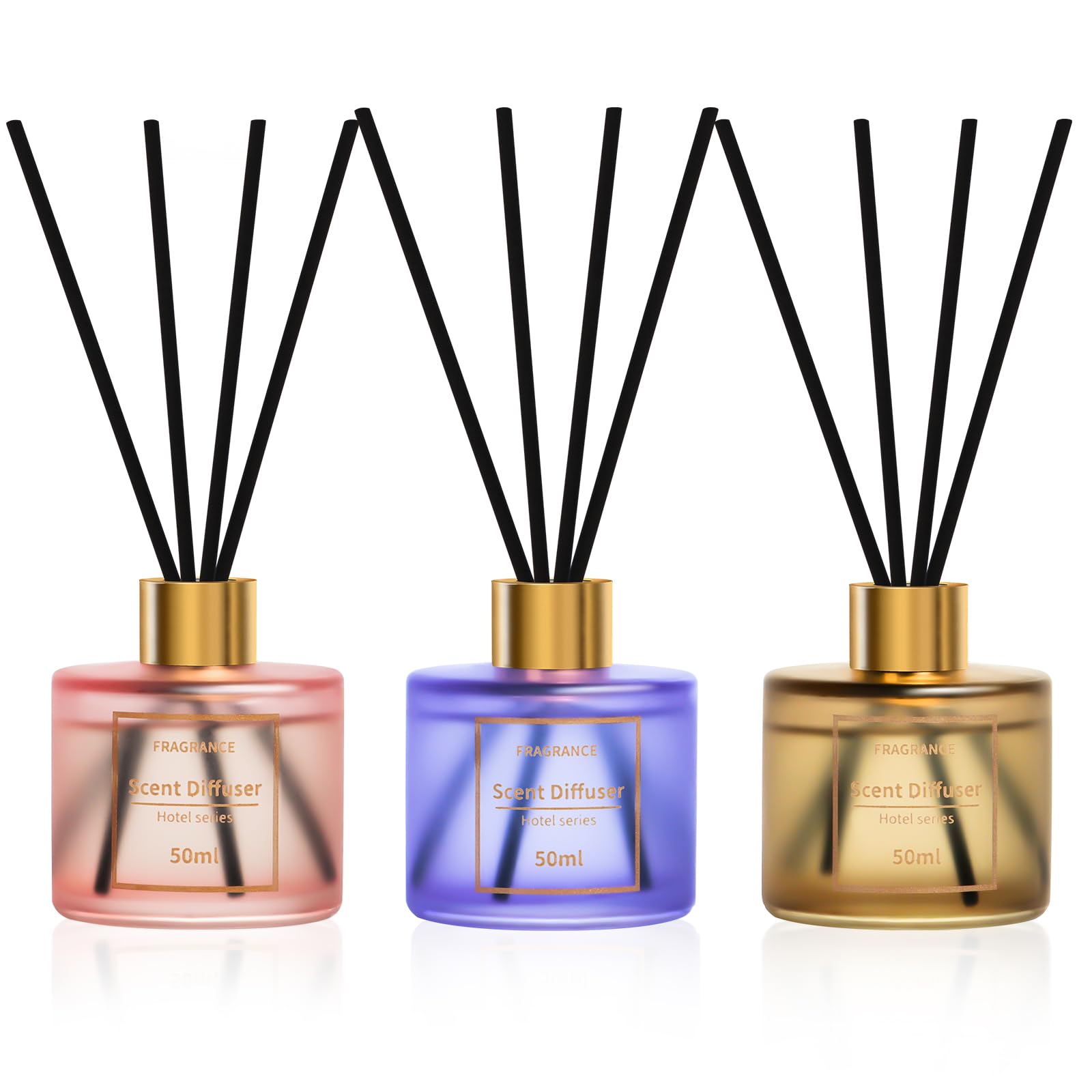 Profumatore per Ambienti 3 Pack 50ml Pesca/Fresia/Osmanto,Diffusore Profumo Ambiente con 12 Bastoncini,Diffusore di Fragranze per Bagno,Appartamento