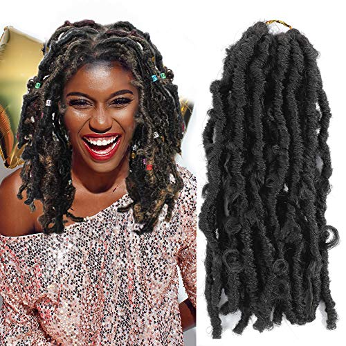 6 Pcs Butterfly Faux Locs Crochet Hair 20 Strands/Pcs 12” Short Bob Distressed Faux Locs Pre looped Crochet Braids Synthetic Braiding Hair Extensions (12 Inches, 1B)